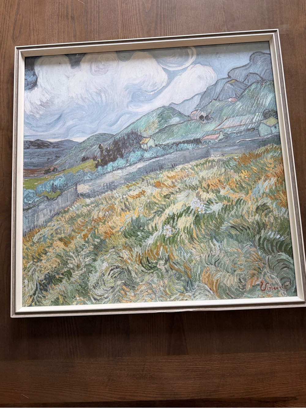 Monet Landscape Print in Blue, Green, Yellow